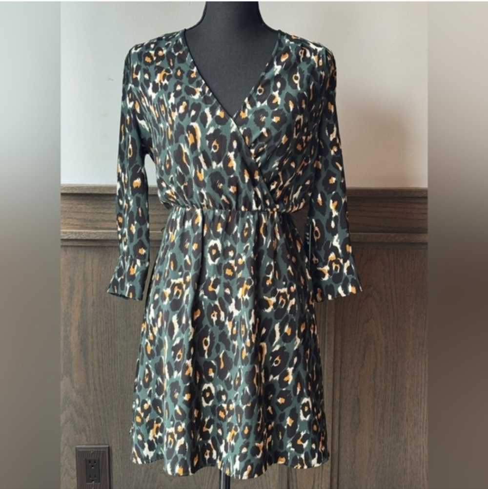 Express Animal Print Long Sleeve Dress